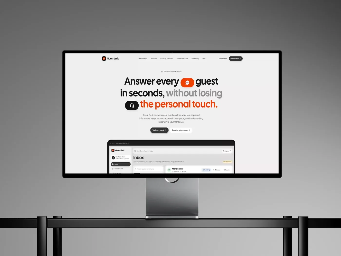 Guest Desk shown on a desktop monitor