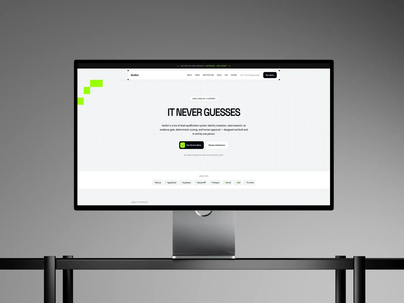 Verdict shown on a desktop monitor